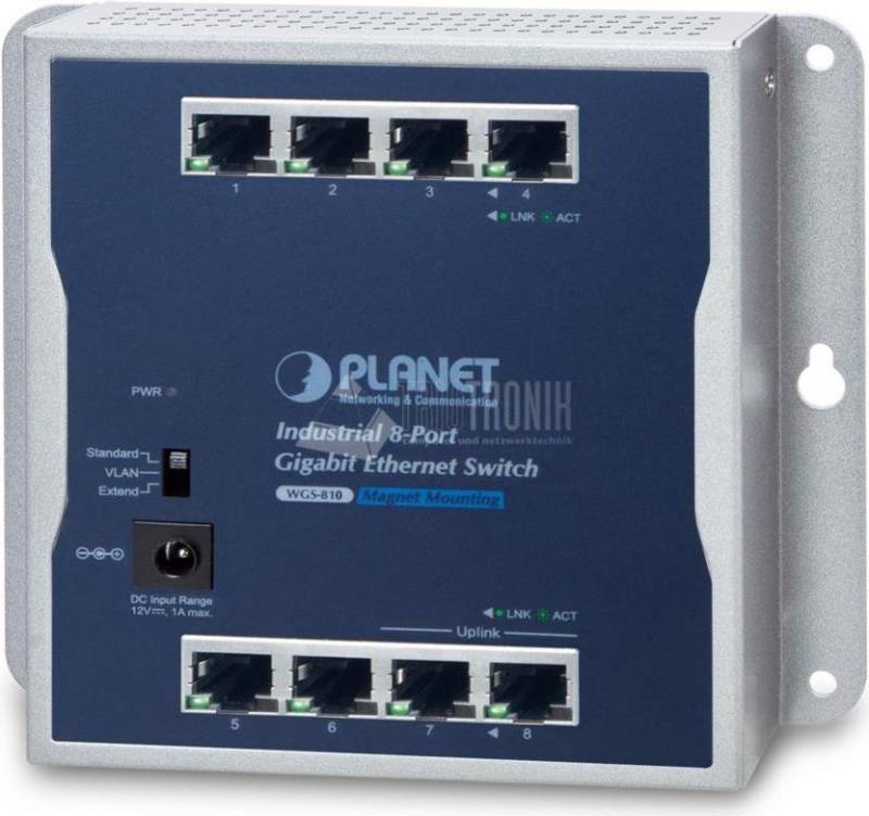 PLANET Industrial 8-Port - -20 - 60 °C - -20 - 70 °C - 5 - 95% - 5 - 95% - 148 mm - 25 mm (WGS-810) von Planet