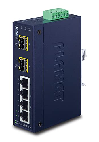 PLANET Industrieller Fast Ethernet Switch 4-Port 10/100 Mbps RJ45 + 2-Port 100Base-FX IP30 Temp Range -40øC - 75øC von Planet