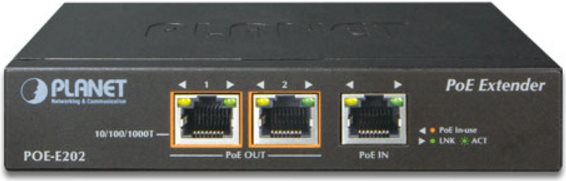 PLANET POE-E202 - Repeater - Ethernet, Fast Ethernet, Gigabit Ethernet - 10Base-T, 100Base-TX, 1000Base-T - RJ-45 / 2x RJ-45 von Planet