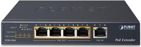 PLANET POE-E304 PoE Extender - Netzwerkextender - GigE - 10Base-T, 100Base-TX, 1000Base-T - 4 Anschlüsse - bis zu 200 m (POE-E304) von Planet