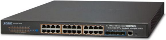 PLANET SGS-6341-24P4X - Switch - L3 - verwaltet - 24 x 10/100/1000 (PoE+) + 4 x 10 Gigabit SFP+ - an Rack montierbar - PoE+ (SGS-6341-24P4X) von Planet