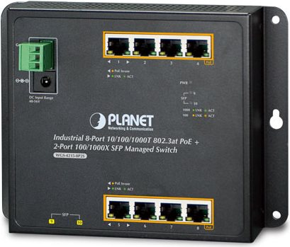 PLANET WGS-4215-8P2S - Switch - verwaltet - 8 x 10/100/1000 (PoE+) + 2 x SFP - an DIN-Schiene montierbar, wandmontierbar - PoE+ - Gleichstrom (WGS-4215-8P2S) von Planet