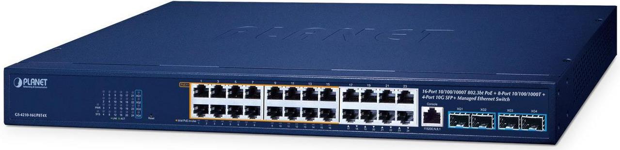 Planet 24-Port (16x PoE++) Managed Switch GS-4210-16UP8T4X (GS-4210-16UP8T4X) von Planet