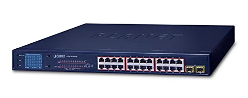 Planet 24-Port 10/100/1000T 802.3at PoE Switch + 2-Port Gigabit SFP and LCD Monitor for PoE 300 Watts von Planet
