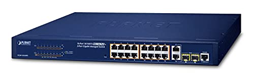 Planet Combo Managed Web Smart Ethernet Switch 16-Port 10/100TX 802.3at High Power PoE 2-Port Gigabit TP/SFP 220W von Planet