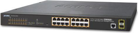 Planet GS-4210-16P2S gemanaged L2+ Gigabit Ethernet (10/100/1000) Energie Über Ethernet (PoE) Unterstützung 1U Schwarz Netzwerk-Switch (GS-4210-16P2S) von Planet