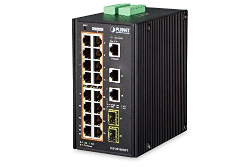Planet IP30 Industrial L2+/L4 16-P 1000T 802.3at PoE+ 2-Port, IGS-20160HPT (1000T 802.3at PoE+ 2-Port 1000T + 2-Port 100/1000X SFP Full Managed Switch (-40 to 75 C, dual redundant) von Planet
