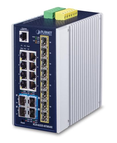 Planet IP30 Industrial L3 8-Port 10/100/1000T +8-Port 100/1000X, IGS-6325-8T8S4X (10/100/1000T +8-Port 100/1000X SFP + 4-Port 10G SFP+ Full Managed Switch) von Planet