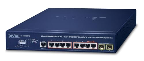 Planet IPv6/IPv4, 2-Port 10/100/1000T 802.3bt 60W PoE, W125745010 (10/100/1000T 802.3bt 60W PoE + 6-Port 10/100/1000T 802.3at PoE + 2-Port 100/1000X SFP Managed Switch(240W) von Planet