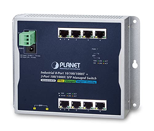 Planet Industrial 8-Port 10/100/1000T + 2-Port 100/1000X SFP Wall-Mount Managed Switch (-40-75 Degrees C) von Planet