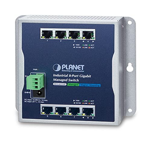 Planet Industrial 8-Port 10/100/1000T Wall-Mount Managed Switch (-40-75 Degrees C) von Planet