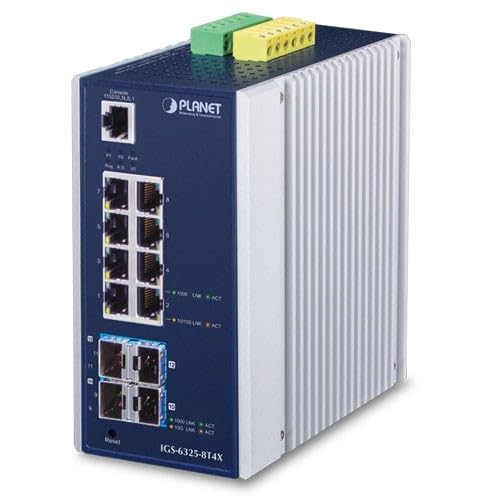 Planet Industrial L3 8-Port 10/100/1000T + 4-Port 10G, W125698352 (10/100/1000T + 4-Port 10G SFP+ Managed Ethernet Switch IGS-6325-8T4X, Managed, L3, Gigabit Ethernet) von Planet