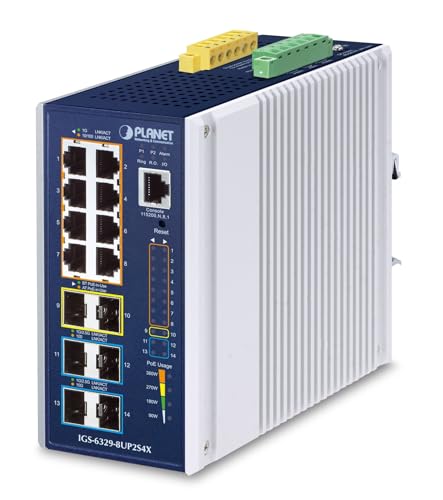 Planet Industrial L3 8-Port 10/100/1000T 802.3bt PoE +, W127060242 (10/100/1000T 802.3bt PoE + 2-Port 1G/2.5G SFP + 4-Port 10G SFP+ Managed Ethernet Switch) von Planet