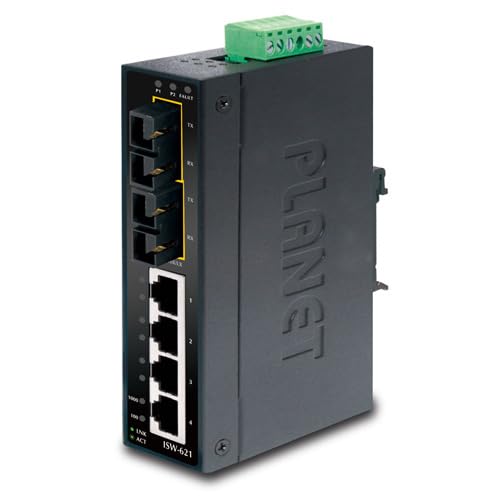 Planet Industrieller Fast Ethernet Switch 4-Port RJ45 + 2-Port Gigabit Combo IP30 von Planet