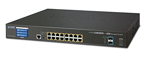 Planet L2+/L4 16-Port 10/100/1000T 75W Ultra PoE + 2-Port 10G, GS-5220-16UP2XV (75W Ultra PoE + 2-Port 10G SFP+ Managed Switch with Color LCD Touch Screen, Hardware Layer3 IPv4/IPv6) von Planet