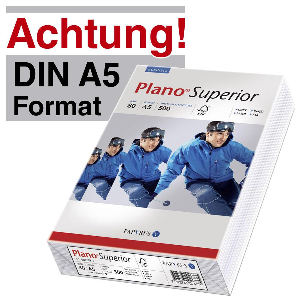 Plano Kopierpapier Plano Superior Papier A5, 80g DIN A5 80 g/m² von Plano