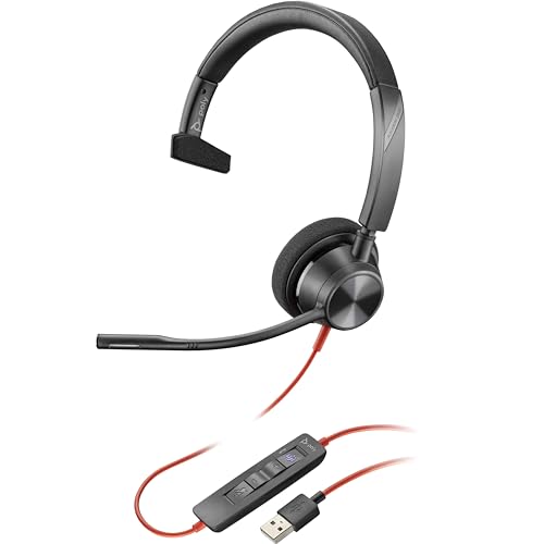 Plantronics Blackwire 3310 Einohr-Headset mit Boom-Mikrofon, USB-A zum Anschluss an PC und/oder Mac, funktioniert mit Teams (Zertifiziert), Zoom und mehr von Plantronics