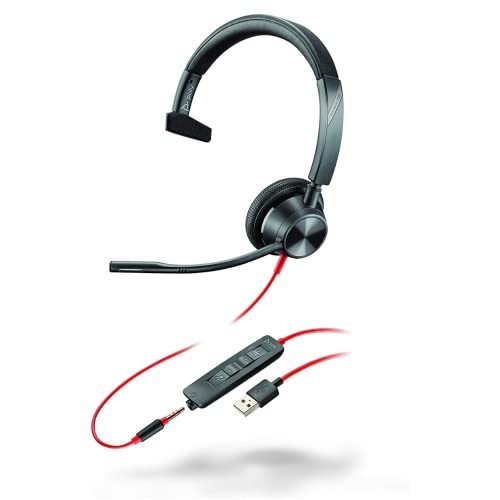 Plantronics – Blackwire 3315 USB-C (Poly) – kabelgebundenes Ein-Ohr Headset (Mono) mit Mikrofonarm – Verbindung mit PC/Mac über USB-C oder Smartphone/Tablet über 3,5-mm-Anschluss, Teams (zertifiziert) von Plantronics