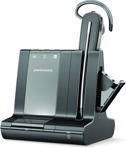 Plantronics DECT-Mono-Headset 'Savi W8245' konvertibel, mit Basisstation, Überkopfbügel + Nackenbügel und Ohrhaken, SoundGuard und Batterieladefach, Skype for Business, Schwarz von Plantronics