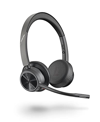 Plantronics Poly – schnurloses Voyager 4320 UC-Headset – Kopfhörer mit Mikrofonarm – USB-C-Bluetooth-Adapter – kompatibel mit Teams, Zoom und mehr, Schwarz von Plantronics