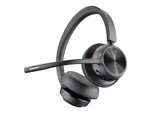 Plantronics Poly – schnurloses Voyager 4320 UC-Headset mit Ladestation (Plantronics) – Kopfhörer mit Mikrofonarm – USB-A-Bluetooth-Adapter – kompatibel mit Teams, Zoom und mehr, Schwarz von Plantronics