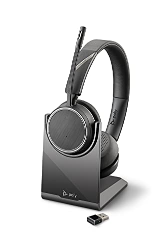 Plantronics – Voyager 4220 UC USB-A Headset (Poly) – Stereo Bluetooth-Kopfhörer mit Bügel-Mikrofon, Noise-Cancelling & Ladestation – Anschluss an PC, Mac & Mobiltelefon, Kompatibel: Teams, Zoom & etc. von Plantronics