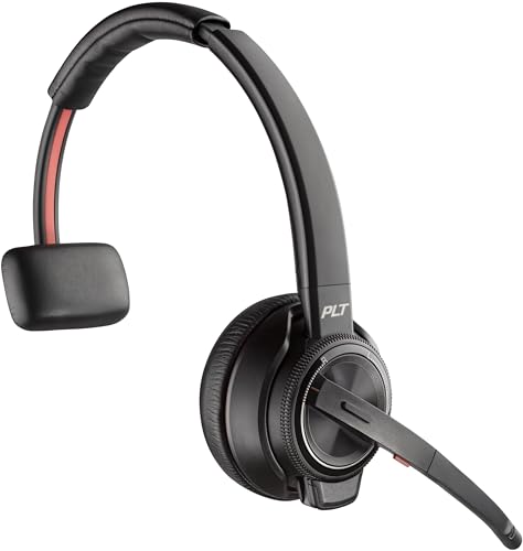 Poly Bluetooth DECT Headset Savi W8210 Monaurale Tragevariante (mit USB) in Schwarz, Mono von Plantronics