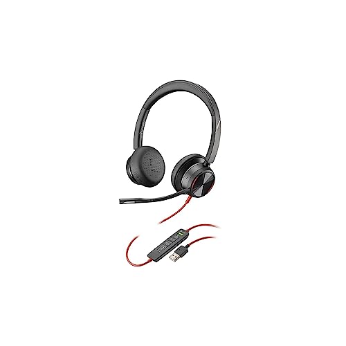 Poly Stereo-Headset 'Blackwire 8225' mit USB-A Anschluss, Active Noise Cancelling und flexiblem Mikrofonarm, Schwarz von Plantronics