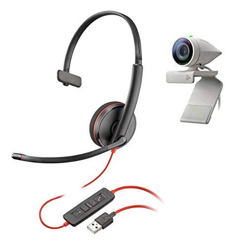 Poly Studio P5-Kit mit Blackwire 3210 (Plantronics) – HD-Videokonferenzkamera mit 1080p – Professionelle Webcam und schnurgebundenes Ein-Ohr-Headset-Kit mit USB-A von Plantronics
