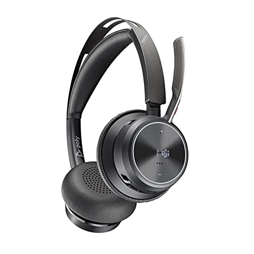 Poly - Voyager Focus 2 UC USB-A Headset (Plantronics) - Bluetooth Dual-Ear (Stereo) Headset with Boom Mic - USB-A PC/Mac Compatible - Active Noise Canceling - Works with Teams (Certified), Zoom & more von Plantronics