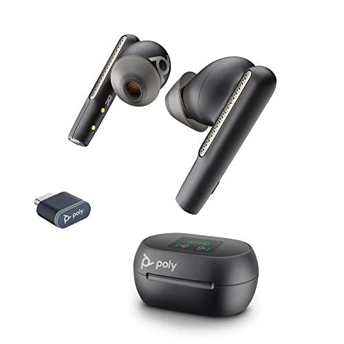 Poly Voyager Free 60+ UC schnurlose Ohrstöpsel (Plantronics) – Noise Cancelling-Mikrofone – ANC – Intelligente Ladetasche mit Touch-Steuerung – Kompatibel mit iPhone, Android, PC/Mac, Zoom und Teams von Poly