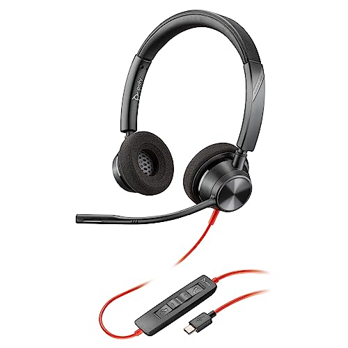 Schnurgebundenes Headset Poly Blackwire 3320 – Flexibler Mikrofonarm – Hi-Fi-Stereo – Verbindung mit PC/Mac über USB-C oder USB-A – Kompatibel mit Teams/Zoom von Plantronics
