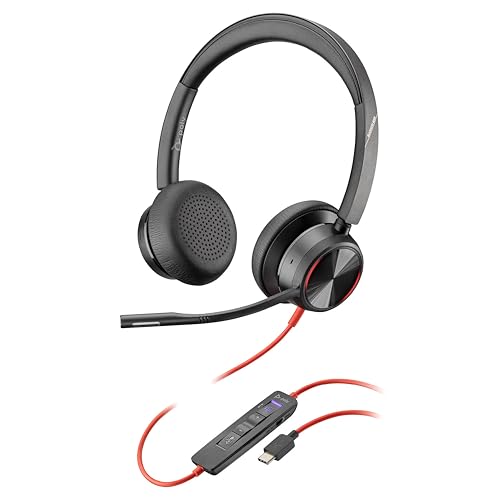 Schnurgebundenes Premium-Headset Poly Blackwire 8225 – Active Noise Cancelling – Hi-Fi-Stereo – Verbindung mit PC/Mac – Zertifiziert für Microsoft Teams von Plantronics