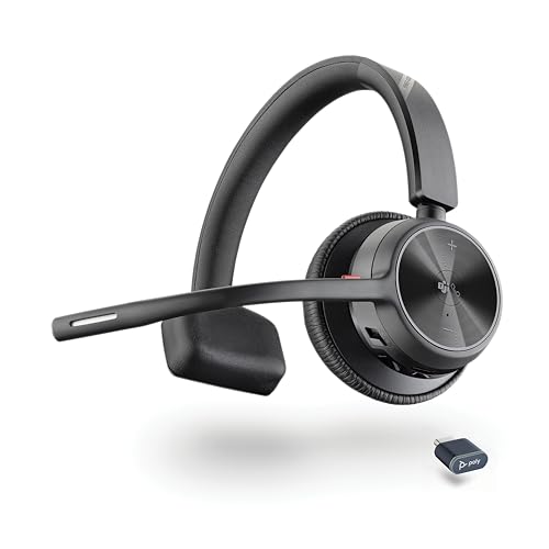 Schnurloses Headset Poly Voyager 4310 UC – Ein-Ohr-Bluetooth-Headset mit Noise Cancelling-Mikrofonarm – Verbindung mit PC/Mac/Mobiltelefon per Bluetooth – Kompatibel mit Teams, Zoom und mehr von Plantronics