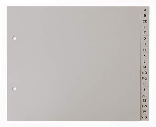 5er Set 20-teiliges Register/Trennblätter aus PP Kunststoff für DIN A4 halbe Höhe mit Buchstaben A-Z, grau Trenn-Blätter für die Ordner-Organisation im Büro. von Plastoreg