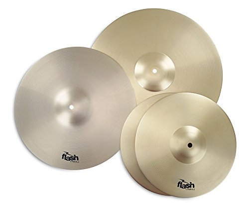Flash Impact Series 368 Schlagzeug Becken Set (Drum Cymbals, 13" HiHats, 16" Crash-Ride, 18" Crash-Ride, voller, durchsetzungsfähiger Sound) von Platin