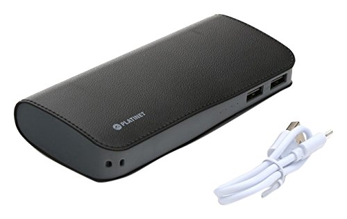 PLATINET Power Bank 11 000 mAh + Micro-USB-Kabel - schwarz Leder von Platinet
