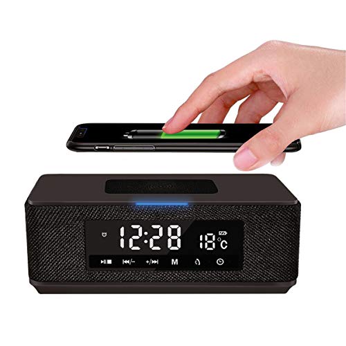 Platinet Lautsprecher 10W, Bluetooth, QI-Aufladung, FM-Radio, Wecker - Daily - Schwarz von Platinet