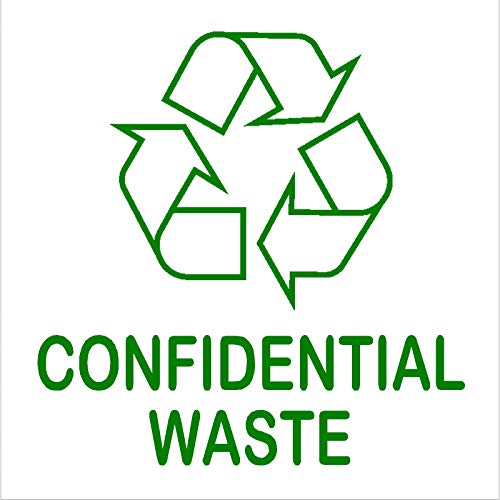 1 x Aufkleber für vertrauliche Abfälle, Recycling-Tonnen-Schild, Recycling-Logo, Umwelt-Etikett. von Platinum Place