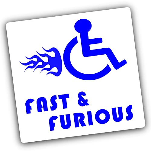 Lustiger Witzaufkleber “Fast and Furious” für Auto- oder Van-Fenster mit Behinderten-Logo, Mobilitäts-Zeichen, Fensteraufkleber für LKW, Fahrzeug, Selbstklebendes Vinyl-Schild, Behinderten-Logo. 100mm von Platinum Place