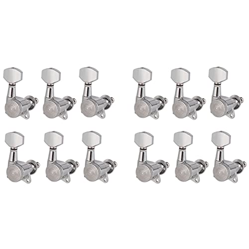 Plawee 12R Verchromte Saiten-Stimmwirbel Stimmgeräte Mechaniken für Akustische E-Gitarren Lock Style von Plawee