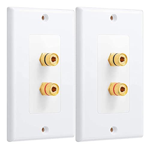 Plawee 2 Pack Single Gang 1.0 Lautsprecher Kabel Wand Platte (Bananen Stecker Wand Platte) für 1.0 Lautsprecher, von Plawee