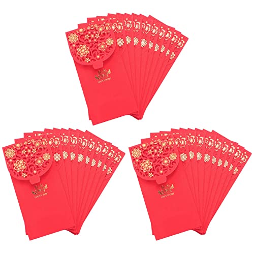 Plawee 30 Stück Chinesische Rote Umschläge Glücklich Geld Umschläge Hochzeit Rot Paket für Neu Jahr Hochzeit (7X3.4) von Plawee