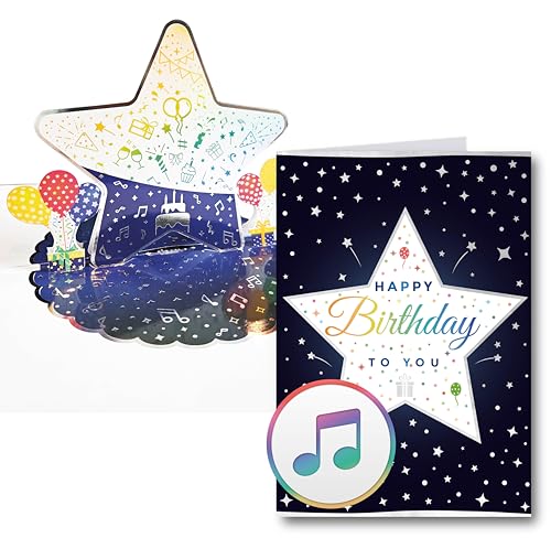 3D Pop-Up Musikkarte mit Happy Birthday Melodie – Elegante Grußkarte mit Glanzfolienbeschichtung & Exquisitem Silberdruck von PlayMegram