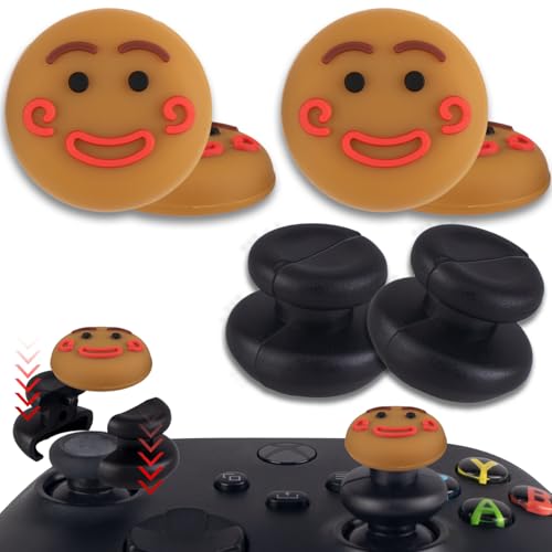 PlayRealm 2 x Daumenstick-Verlängerung und 4 x Daumengriff für Xbox Serie und Xbox One Controller (Lebkuchen) von PlayRealm