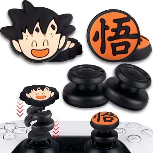 PlayRealm 2 x Daumenstick-Verlängerung und Daumengriff für PS5- und PS4-Controller (Goku) von PlayRealm