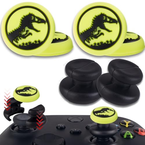 PlayRealm 2 x Daumenstick-Verlängerung und Daumengriff für Xbox Serie und Xbox One Controller (Dinosaurier) von PlayRealm