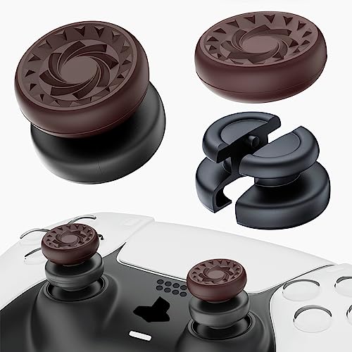 PlayRealm Daumenstick-Verlängerung und Silikon-Griff, kein Herunterfallen, 2 Sets für PS5 und PS4 Controller (Whirlpool-Rot) von PlayRealm