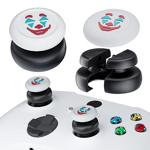 PlayRealm Daumenstick-Verlängerung und Silikon-Griffabdeckung, 2 Sets für Xbox Series X/S & Xbox One S/X Controller (Joker White) von PlayRealm