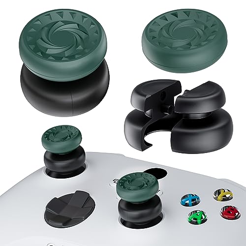 PlayRealm Daumenstick-Verlängerung und Silikon-Griffabdeckung, 2 Sets für Xbox Series X/S & Xbox One S/X Controller (Whirlpool Green) von PlayRealm